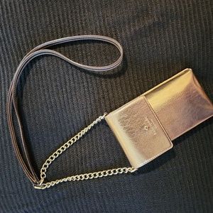 NWOT KATE SPADE Italian Pebble Leather Metallic Gold Crossbody Phone Bag